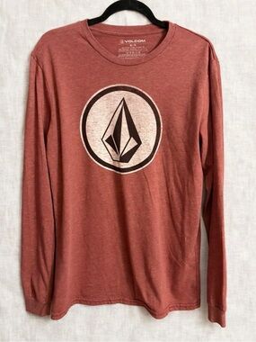 Volcom Men's Long Sleeve Logo Tee - Rust Red